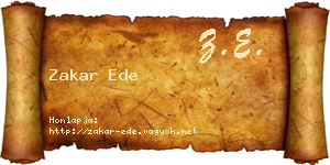 Zakar Ede névjegykártya